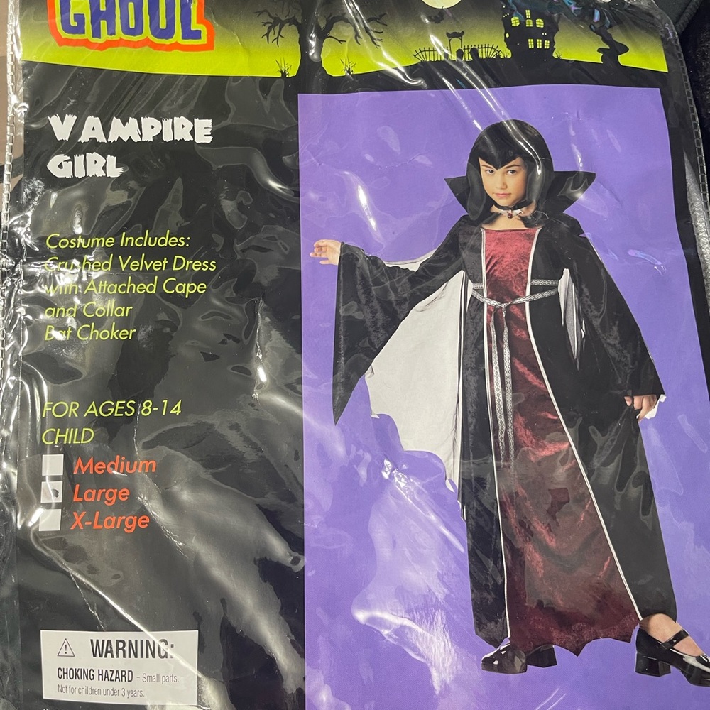 Totally ghoul Vampire Girl child costume. Large. NWT